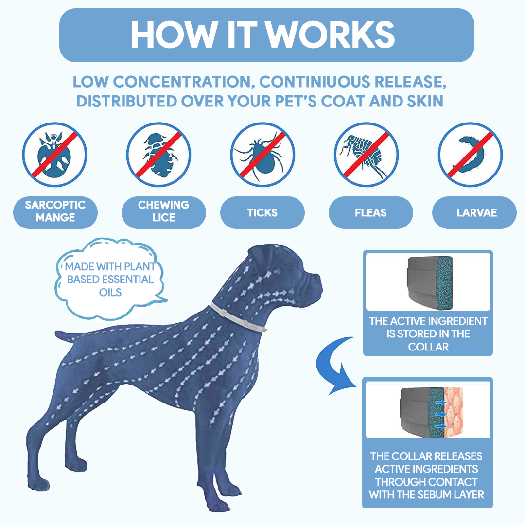 Dog AntiTickCollar - Long-lasting Flea & Tick Repellent | 8 Months Protection