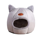 A white and gray cozy cat cave