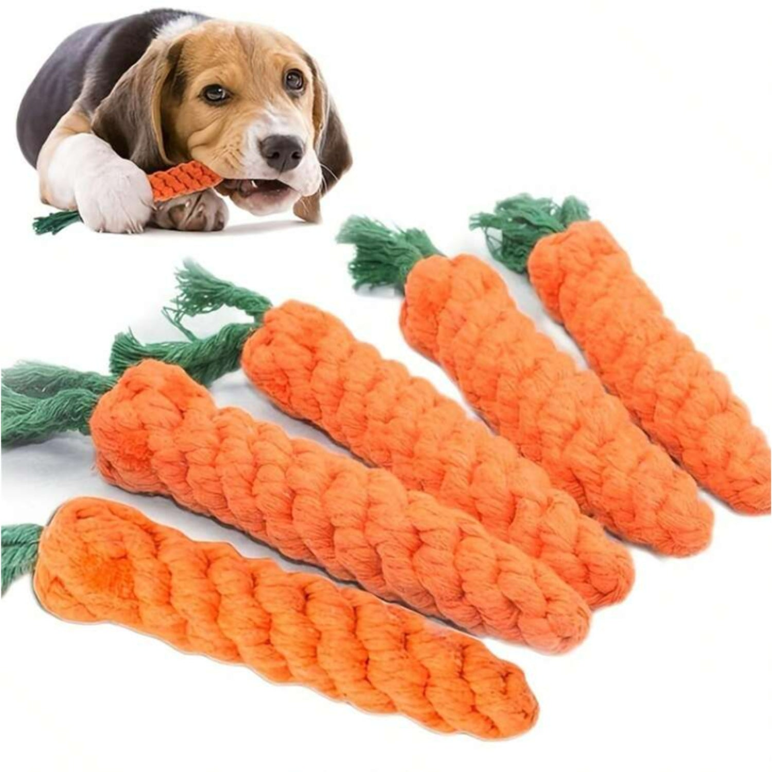 Carrot Rope Chew Toy for Dogs Teeth Cleaning