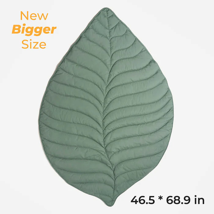green  leaf-shaped dog blanket.
