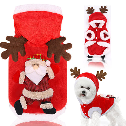 Reindeer Christmas Pet Outfit | Warm Flannel Dog & Cat Clothes
