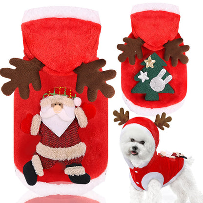 Reindeer Christmas Pet Outfit | Warm Flannel Dog & Cat Clothes