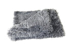 Gray fluffy blanket on a white background