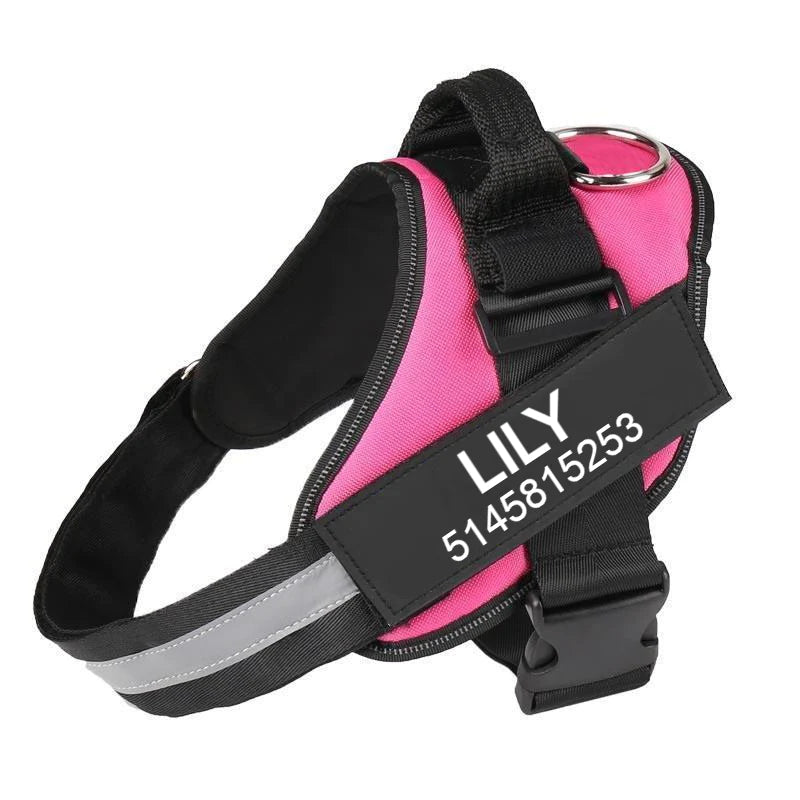Dog Wearing Custom No Pull Dog Harness in pink